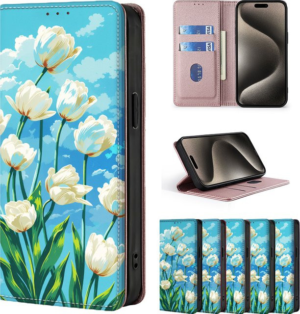 Modische Mini-Geldbörse Handyhülle aus PU-Leder für Samsung Galaxy S5 bis S26 Edge 5G FE Flip Ultra Plus in Lila oder Mehrfarbig mit Magnetverschluss - Bild 1