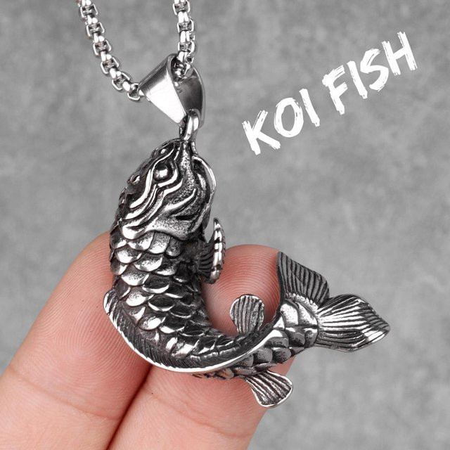 YIRAN Anhänger Koi Fisch, Edelstahl, Silber, Herren - Bild 1