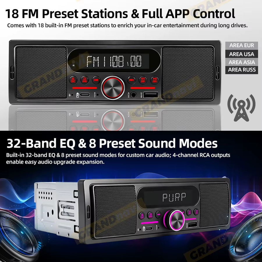 Grandnavi Auto-MP3-Radio-Player mit Bluetooth, USB und AUX in Schwarz - Bild 5