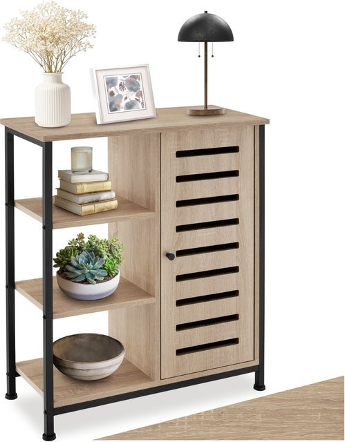 tectake Sideboard Industrial Style aus Holz und Stahl in Eiche Sonoma, Braun, B/T/H: 70 x 32 x 82 cm - Bild 1