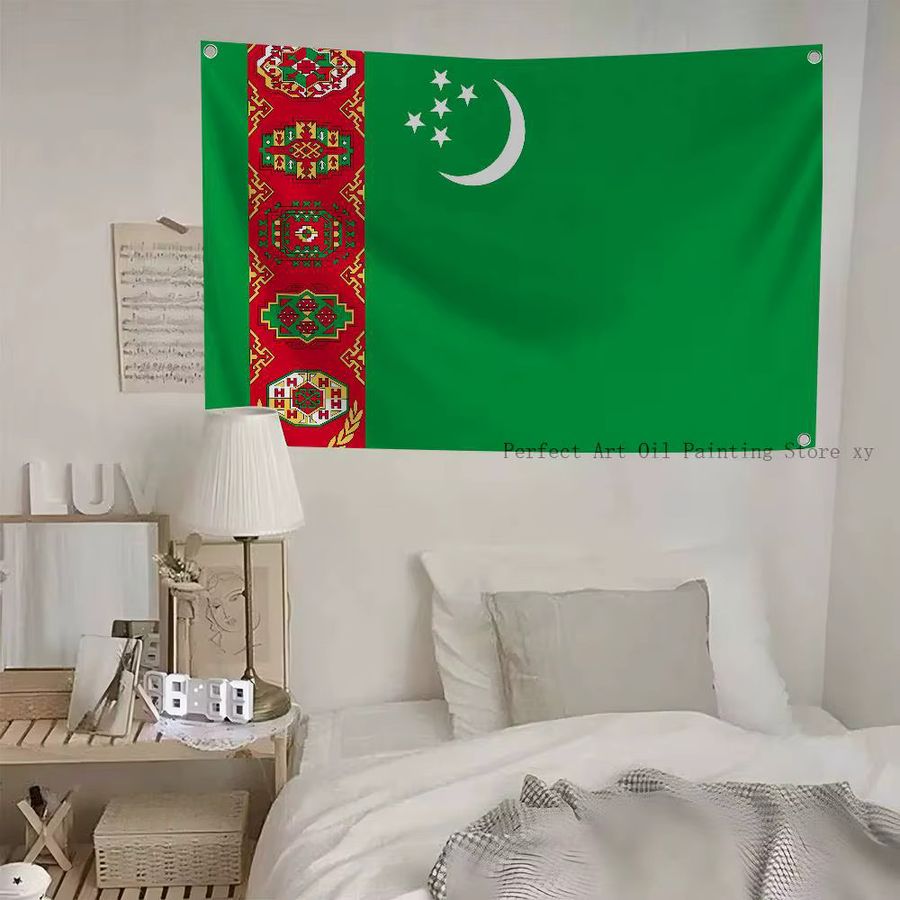 Turkmenistan-Flagge aus Polyester als Banner mit vier Löchern für Outdoor-Dekoration und Raumgestaltung - Bild 2