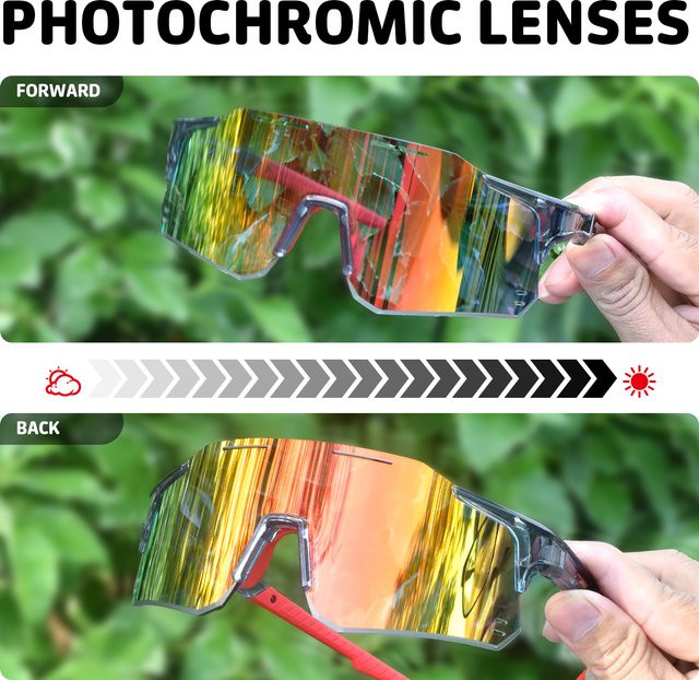 Toptrek Photochrome Sportsonnenbrille, Unisex, Kunststoff, Black, Grey, Multicolour - Bild 1