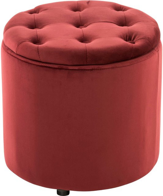TPFLiving Sitzhocker Paris aus Samt in Rot mit abnehmbarem Bezug, B/T/H: 44 x 44 x 42 cm - Bild 1