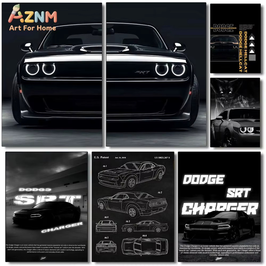 Rastar Dodge Challenger SRT Hellcat Redeye Poster Selbstklebender Wasserfester Papieraufkleber in Schwarz - Bild 2
