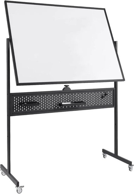Costway Mobiles Doppelseitiges Whiteboard mit Rollen in Schwarz und Weiß, Breite: 120 cm, Höhe: 180 cm - Bild 1
