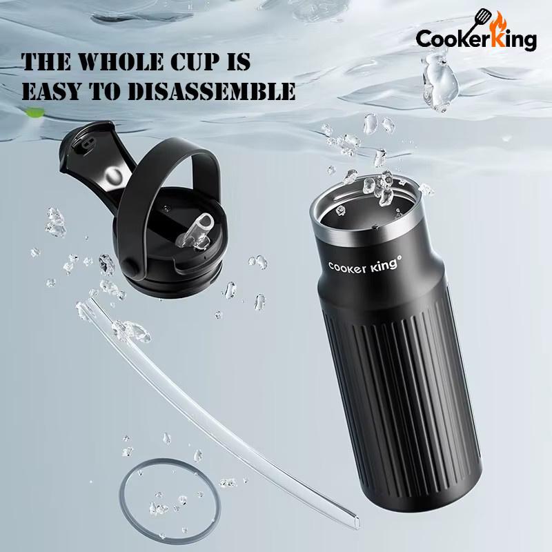Cooker King Outdoor-Thermoskanne aus 316 Edelstahl und PP in Grün, 650 ml Sport-Isolierbecher und Wasserflasche - Bild 5