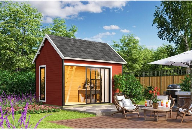 Lasita Gartenhaus Maja Murano mit Satteldach in Schwedenrot, B/H/T: 430 x 364,8 x 336,1 cm - Bild 1