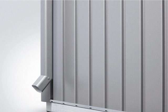 Biohort Regenfallrohr-Set Panorama für Gerätehaus aus Stahlblech, Farbe: Quarzgrau-Metallic, B/T/H: 3,9 x 3,9 x 190 cm - Bild 1