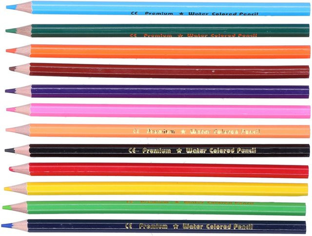Wosawe Farbstifte Set mit 12 Farben, wasserlösliche Feinminen für Kunst und Zeichnen, Multicolor und Blau - Bild 1