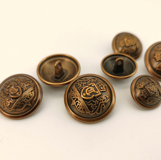 DENGWEIS Metallknöpfe handgefertigt in Bronze und Gold für Jacken und Anzüge, 6 Stück - Bild 1