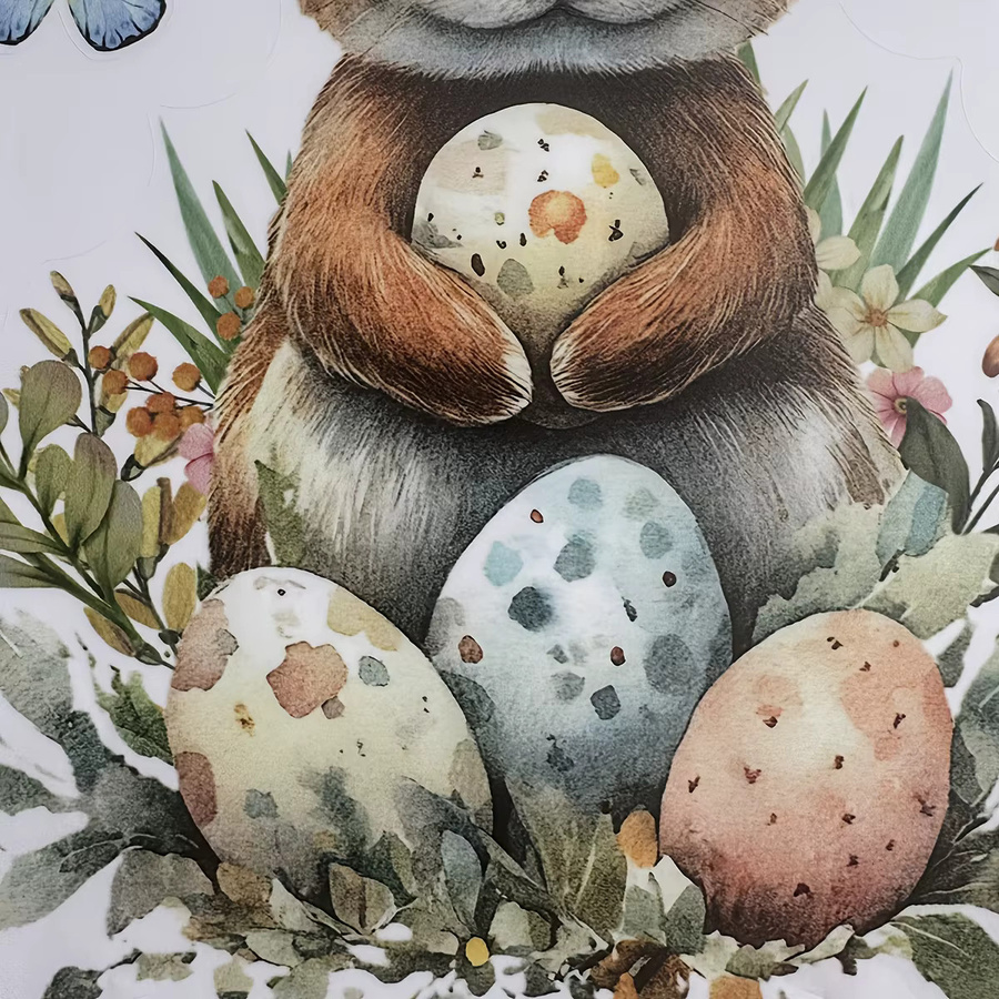 DUTRIEUX Oster-Fensterfolie mit Frühlingsmotiven wie Hase, Küken, Ei und Schmetterling, Mehrfarbig, B/H: 60 x 30 cm - Bild 3