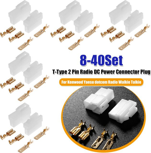 LAIMANEI T-Typ Stromanschluss-Stecker für VHF/UHF 2-Pin Funkgeräte als Stecker-Buchse-Verbinder Walkie-Talkie Zubehör für Kenwood Yaesu Icom - Bild 1