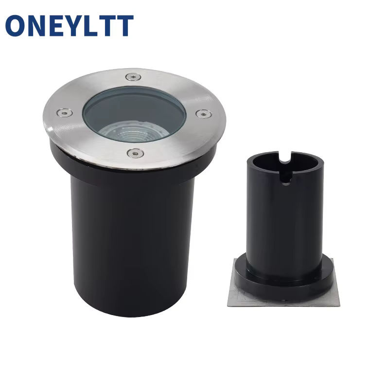ONEYLTT LED Bodenleuchte für Außenbereiche, wasserdichte Einbauleuchte aus Edelstahl und Aluminium mit GU10 Fassung, Schwarz - Bild 2
