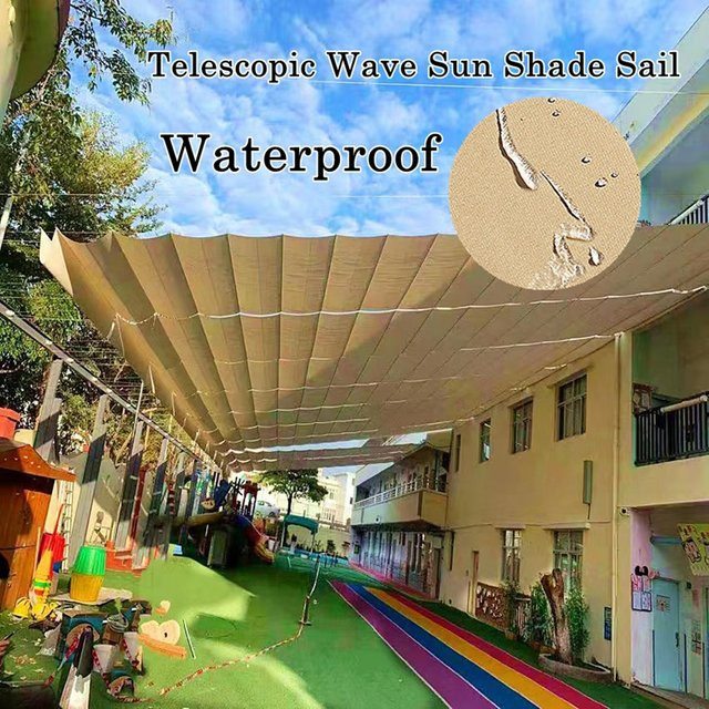 Wasserdichtes Sonnensegel aus Polyester mit Teleskopwelle in Grau für Garten, Pool und Balkon - Bild 1