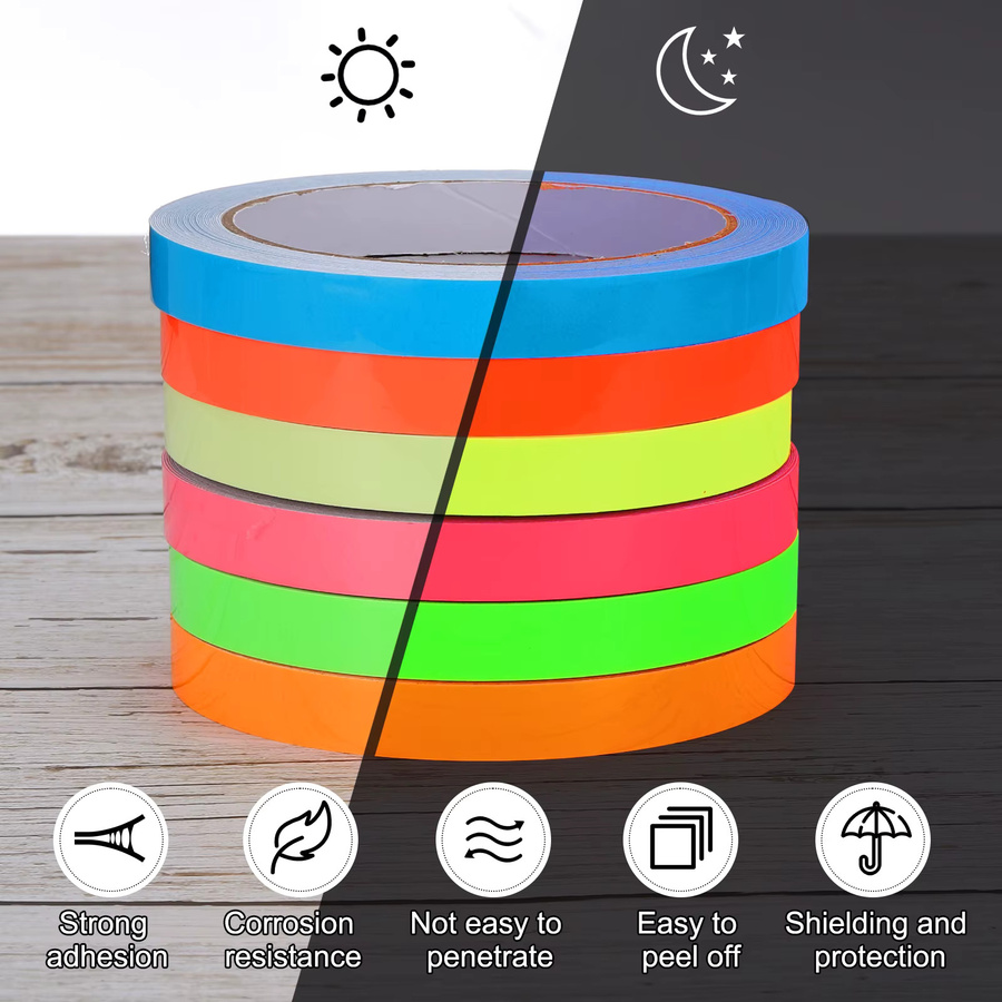 UXCELL Leuchtendes Klebeband Schwarz und Pink, fluoreszierendes reflektierendes Klebeband für Partys und Schwarzlicht-Effekte - Bild 2