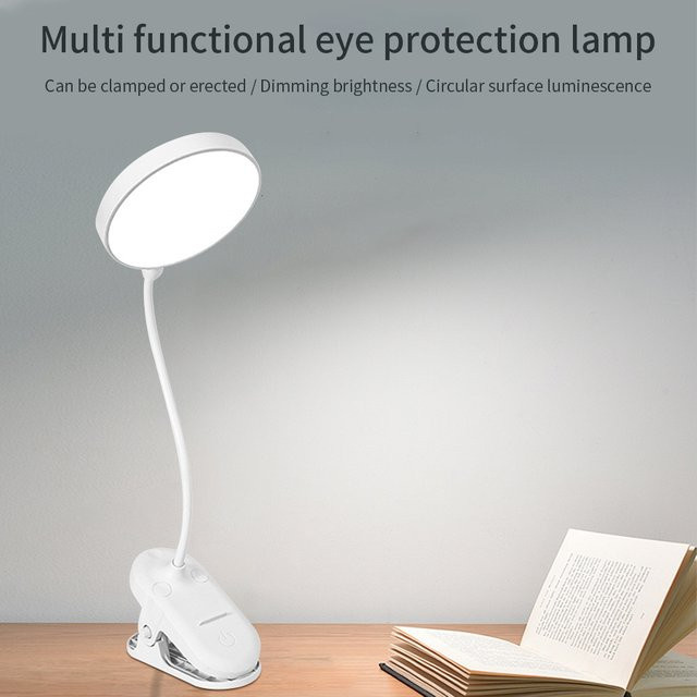 GGBEE Clip-On-Buchlampe in Weiß, dimmbare und wiederaufladbare Leselampe mit Touch-Bedienung für Home-Office und Studium - Bild 1