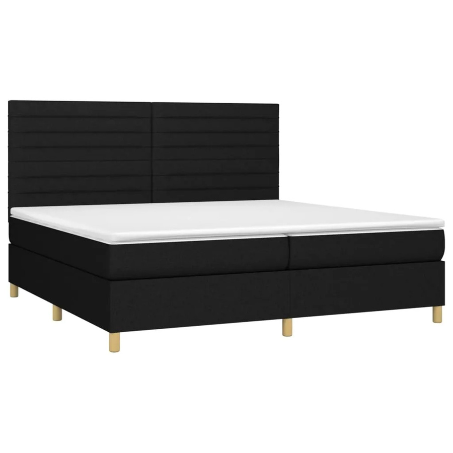vidaXL Boxspringbett mit Matratze und LED-Beleuchtung in Schwarz, Hybrid-Bett mit USB-Anschluss und Taschenfederkern, B/T/H: 200 x 200 x 35 cm - Bild 2