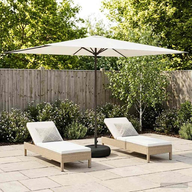 Yiwydaa Gartenschirm mit Fuß in Beige, rechteckig aus Polyester und Stahl, B/T/H: 300 x 200 cm - Bild 1