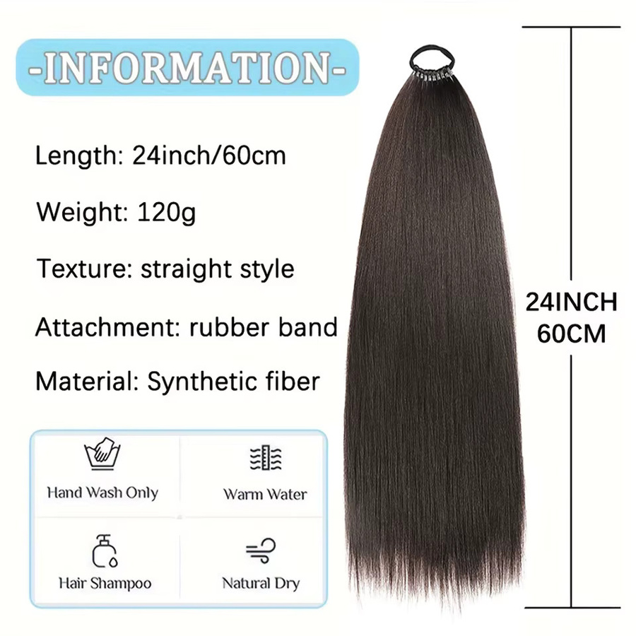 AOOSOO HAIR Perücken-Pferdeschwanz, langes glattes Haar, synthetisch - Bild 3