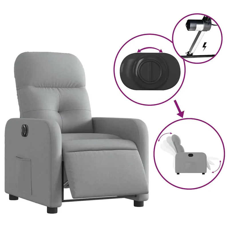 Vidaxl Elektrischer Relax-Sessel in Grau mit Stoffbezug im modernen Design - Bild 4