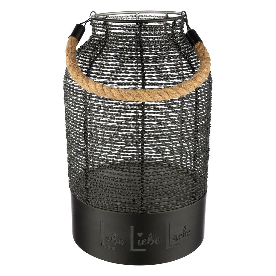 Gilde Windlicht Lebe Liebe Lache in Schwarz aus Metall, Höhe: 33 cm, Durchmesser: 20 cm - Bild 2