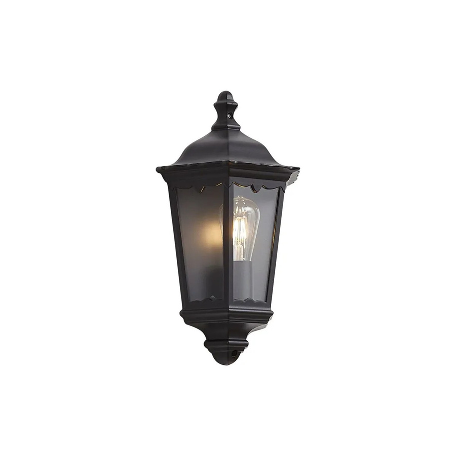 QAZQA Klassische Außenwandleuchte Havana Half Schwarz mit Glas und E27 LED dimmbar IP44 - Bild 2