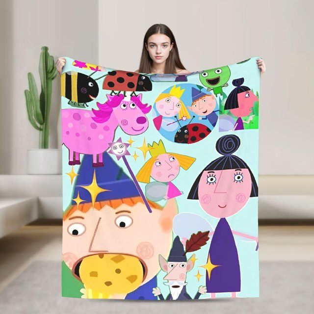 Ben und Holly's Kleines Königreich Kuscheldecke aus Plüsch in Blau und Multicolour, B: 75 cm, H: 90 cm - Bild 1