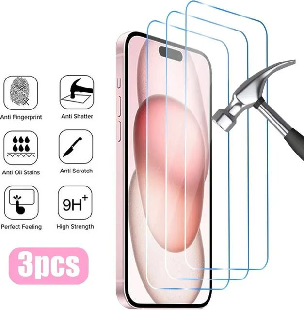 HD Panzerglas Schutzfolie für Apple iPhone 11 bis iPhone 17 Pro Max, transparent - Bild 1