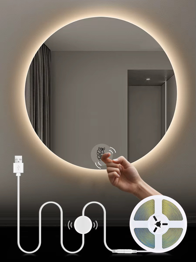 MALITAI LED Make-up Spiegel Licht Streifen mit USB 5V, Weiß, mit Touch-Schalter und Vibrationssensor - Bild 7