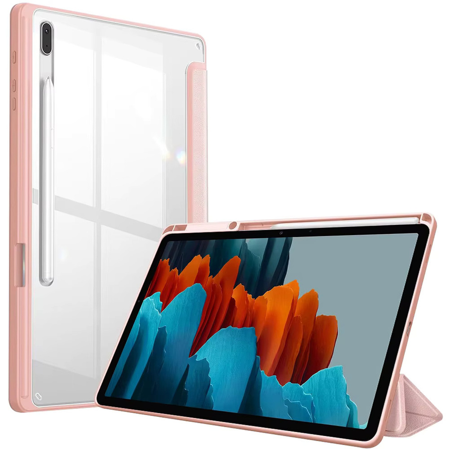 Samsung Schutzhülle für Galaxy Tab S8 Plus, Tab S7 FE und Tab S7 Plus 12,4 Zoll in Transparent/Blau, stoßfest mit automatischer Schlaf-Aufwachfunktion - Bild 4