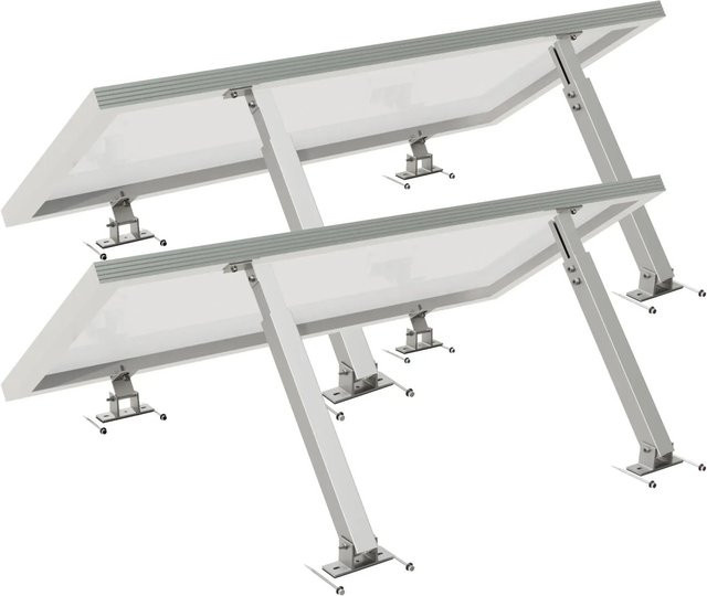 PVundSO Balkonkraftwerk Halterung Aufständerung für 2 Module, Wandmontage, Silber, Neigungswinkel 15-30 Grad - Bild 1