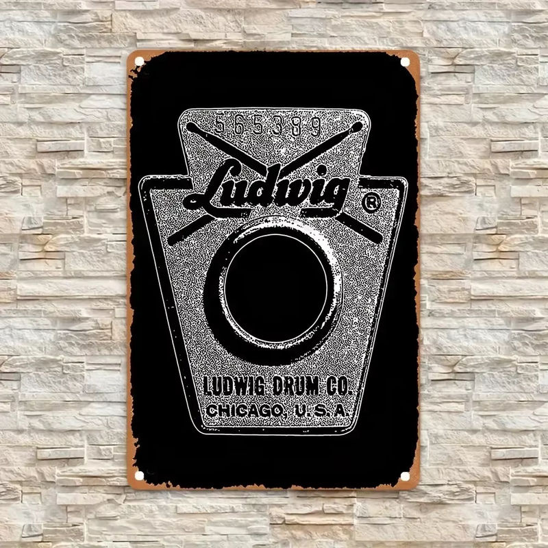 Metallposter Hello Young Ludwig Snare Drum Typografie in Schwarz, Vintage Wanddeko, B/H: 30 x 20 cm - Bild 4