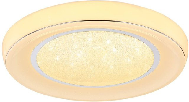 Globo LED-Deckenleuchte Mickey Weiß und Chrom, dimmbar mit Fernbedienung, Durchmesser: 66 cm, Höhe: 9 cm - Bild 1