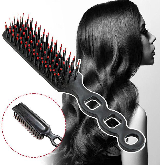 Schwarzer Haarstyling-Rippenkamm, Massagekamm, Lockenwicklerkamm - Bild 1