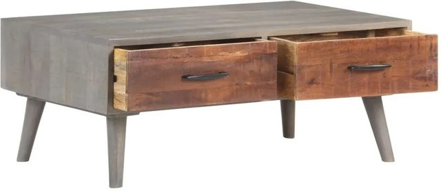 vidaXL Couchtisch aus Mango-Massivholz in Grau und Braun, rechteckig, B/T/H: 100 x 60 x 40 cm - Bild 1