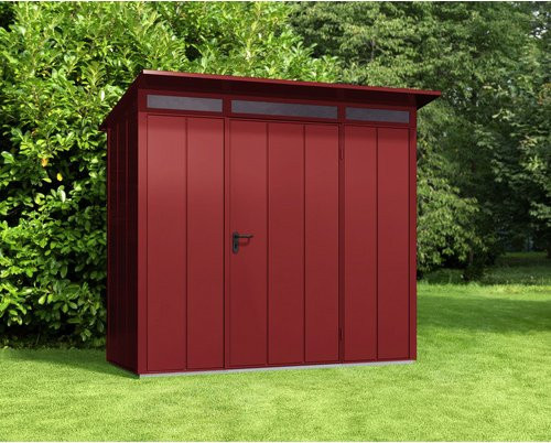 Ecostar Gerätehaus Elegant-P aus Metall in Rot mit B/H/T: 238 x 228,6 x 107,8 cm - Bild 1