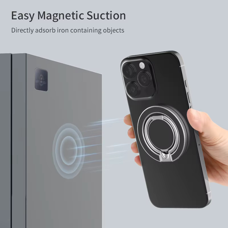QGhappy MagSafe Magnetischer Handy-Ständer mit doppelseitigem Ringhalter und Kickstand in Silber für iPhone und Android - Bild 3