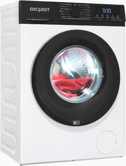 Exquisit Waschmaschine WA8014-370A in Weiss, Frontlader, 8 kg Waschkapazität, 1400 U/min Schleuderdrehzahl, B/T/H: 59,8 x 60,0 x 85,0 cm - Bild 1