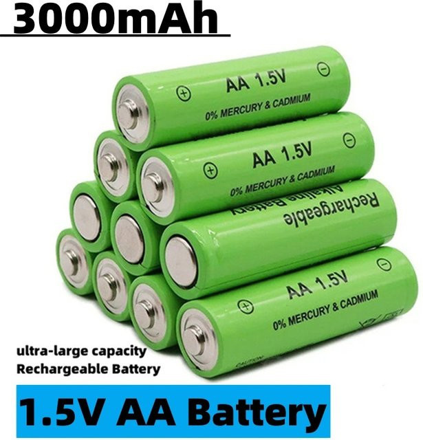 Wiederaufladbare AA-Batterie 1,5 V mit 3000 mAh in Grün - Bild 1