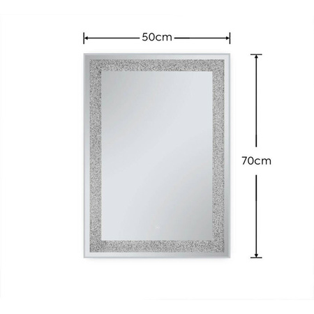Mirrors&More Lichtspiegel Hermine mit LED-Beleuchtung, rechteckig, glasklar, B: 50 cm, H: 70 cm