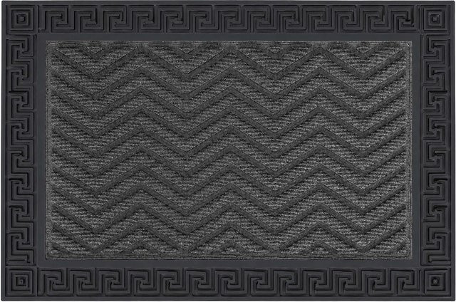 Relaxdays Fußmatte aus Polypropylen in Schwarz mit Zickzack-Muster, rutschfest und modern, B/T/H: 60 x 40 x 1 cm - Bild 1