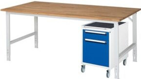 Rau Arbeitstisch Tom KM08 höhenverstellbar und rollbar, B/T/H: 200 x 100 x 76-108 cm, grau/mehrfarbig - Bild 1