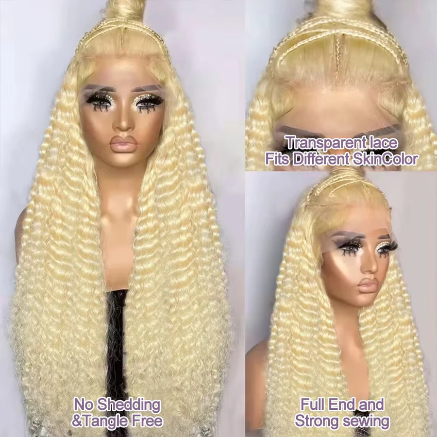 AMYTUD Echthaarperücke Blonde Locken, 30 Zoll, 13x6 Spitzenperücke - Bild 2