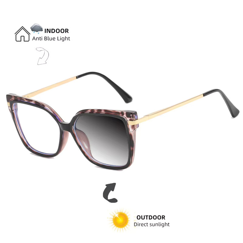 LOERHUNAR Lesebrille, Quadratisch, Patchwork-Leopardenmuster, Vollrand, Kunststoff, Multicolor, Damen - Bild 2