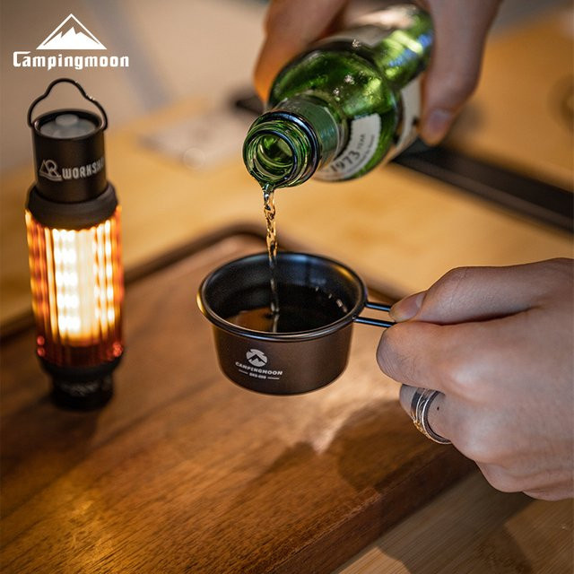 Campingmoon Mini Outdoor Camping Geschirr Spirituosenbecher aus titanbeschichtetem Edelstahl in Schwarz, Volumen: 3,0 ml - Bild 1