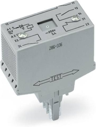 WAGO 286-336/001-000 Steckrelais 24 V/DC mit 2 Öffnern und 2 Schließern, Grau, 10 Stück - Bild 1