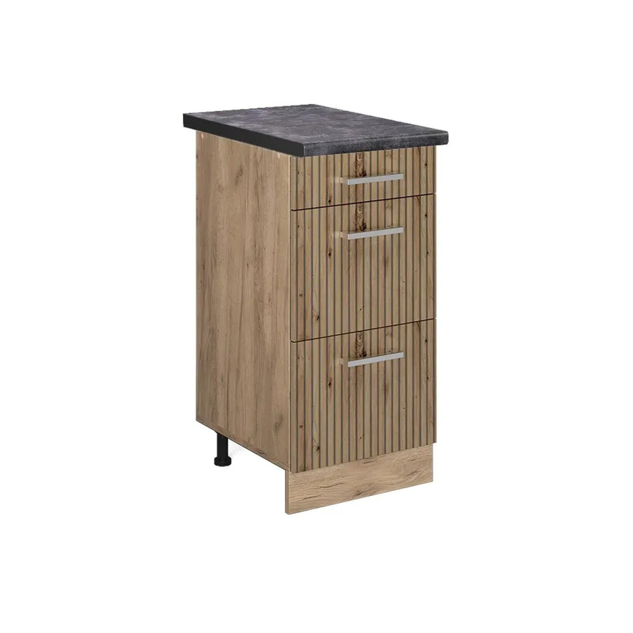 Vicco Küchenunterschrank R-Line Artisan-Eiche und Goldkraft Eiche mit Schubladen in Anthrazit, B: 40 cm, H: 81,6 cm, T: 60 cm - Bild 2