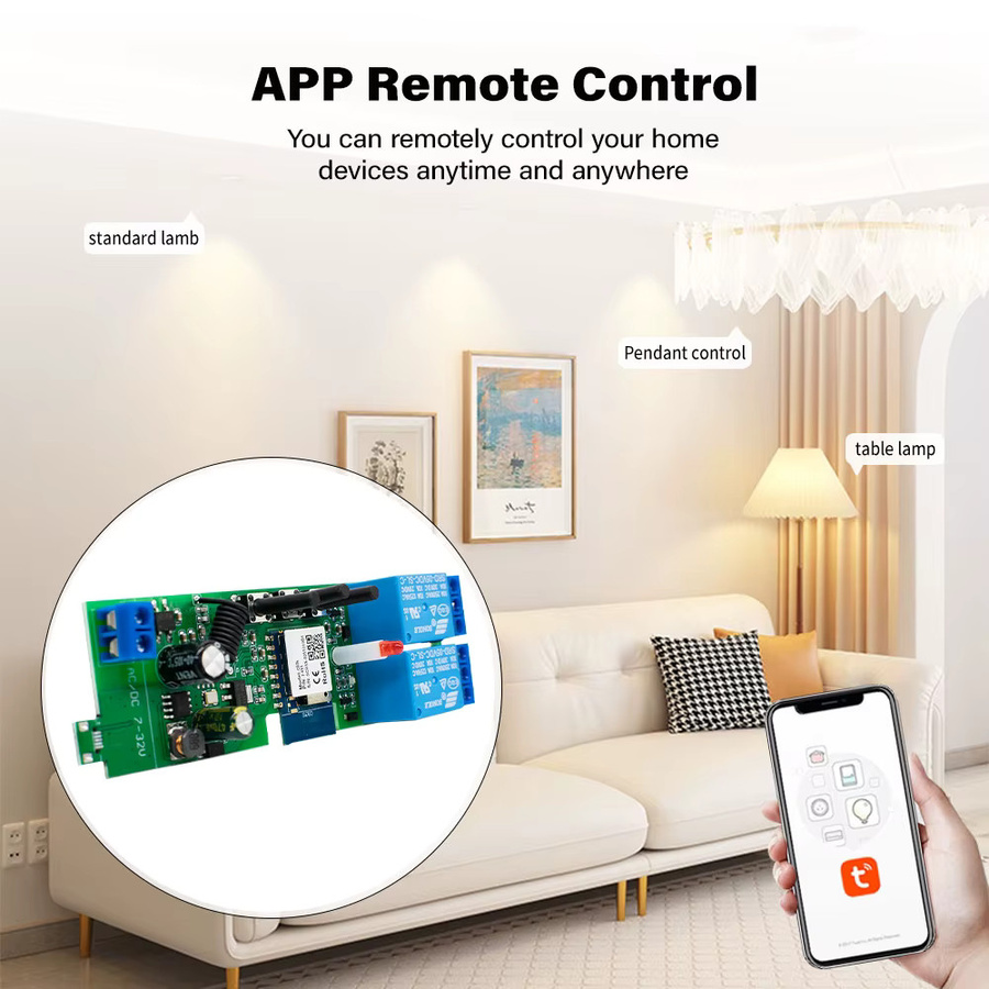 Tuya Smart WIFI Tor Automatisierung Modul mit 2-Kanal Puls Relais und RF433 Fernbedienung für DC 12V 24V sowie AC 110V 220V - Bild 3