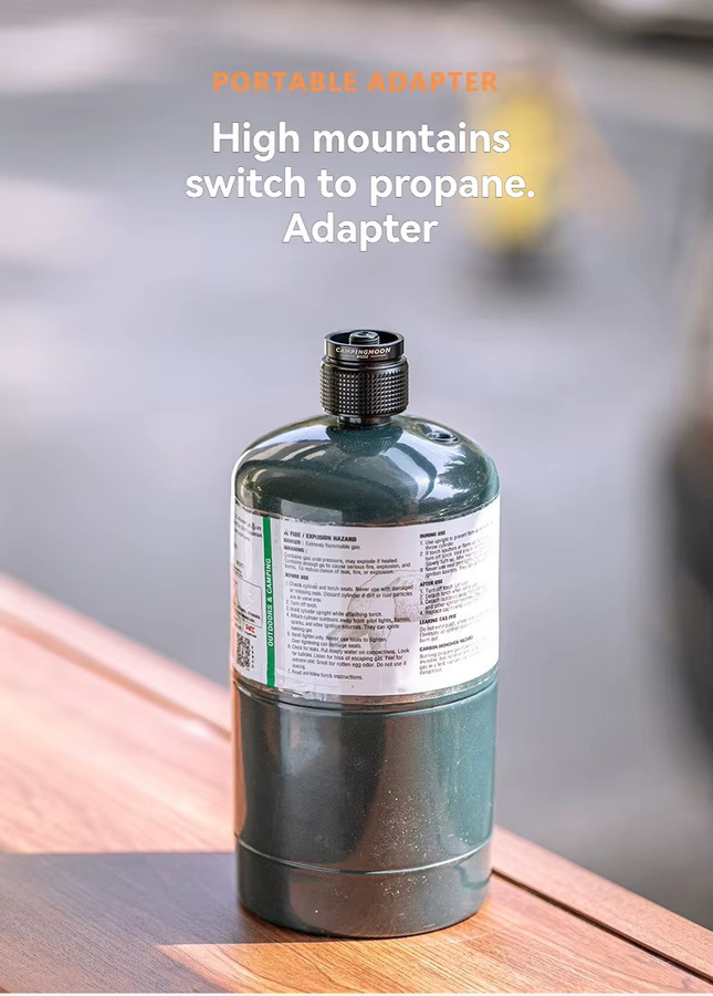 CAMPINGMOON Selbstschließender Gasadapter aus Aluminiumlegierung für Propan-Gasflaschen und Hochgebirgs-Kocher - Bild 2