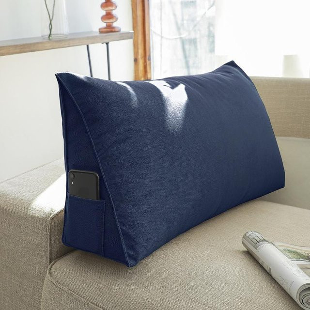 AprSi Rückenlehnenkissen rechteckig für Wohnzimmer und Nachttisch, Navy Blau, B/H/T: 60 x 35 x 20 cm - Bild 1